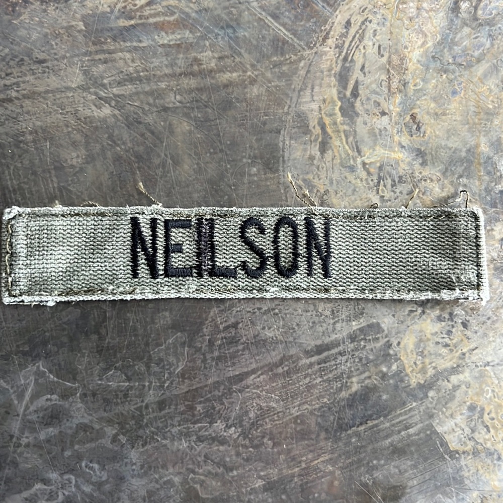 NEILSON Embroidered Vintage ‘Army Green’ Military name tape patch NEILSON
